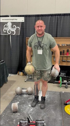 Thomas Inch Dumbbell + York Fatman Blob (2025 Home GymCon) Arm Assassin Strength Shop Booth