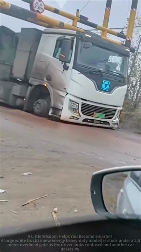 Truck Model Exposed Under Overhead Gate, Driver Stunned