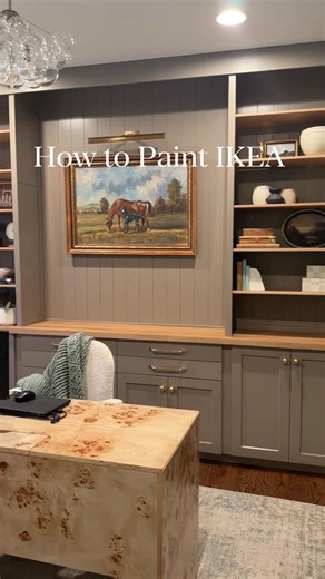 Home finds and DIYs - Emilie on Instagram: "How to paint IKEA cabinets 🎨 Clean + sand, prime, scuff sand, then paint with a cabinet and trim paint. Two coats of primer, 2–3 coats of paint, and no topcoat needed if you use the right paint. Save this IKEA cabinet painting tutorial for later 👌 #Ikeabuiltin #IkeaHack #PaintedCabinets #DIYBuiltIn #diyprojects"