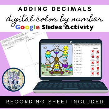 Digital Color by Number: Adding Decimals - Spring - Easter