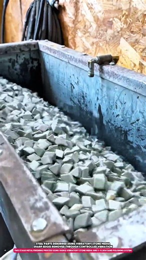 Two Stage Metal Finishing Process Using 300kg Vibratory Stone Media and 3–11.5kW Sand Polishing
