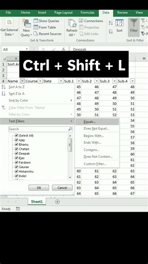 Filter column containing text #excel #exceltips #exceltricks