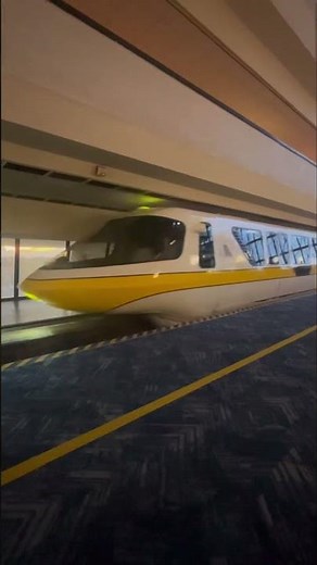 The Yellow Monorail pulling into the Contemporary Resort Walt Disney World