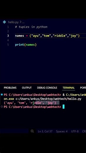 Python Tuples Explained Simply 🐍 #shorts #youtubeshorts