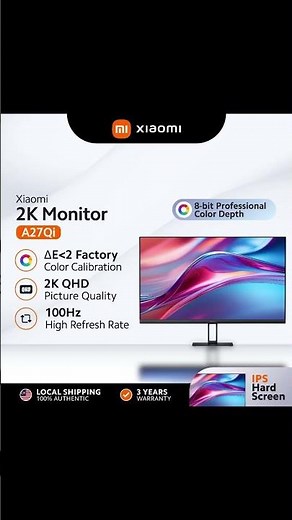￼Xiaomi 2K Monitor A27Qi | 27" 2K QHD IPS Panel | 100Hz Refresh Rate | 178° Wide Viewing Angle