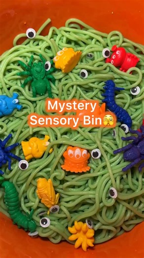 This mystery sensory bin will be all the talk of the party!🫣🕷️👽🍝 It’s a classroom favorite for a reason! Make sure each child can’t see the top of the bin as they reach into the bowl to grab a prize! The feeling of pasta will definitely gross them out but trust us when we say that they’ll be talking about this for a LONG time! Here’s what you need: 🫣Colored boiled pasta 🫣Alien Counters 🫣Backyard Bugs Counters 🫣Googly Eyes 🫣Basket 🫣Lightweight fabric to cover the top slightly • • • #lea