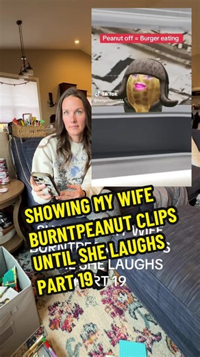 Showing my wife #theburntpeanut clips until she laughs part 19 #burnpeanut #peanut Chokes on Burger