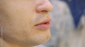 the mouth of a talking man. means for fresh breath and a beautiful smile.