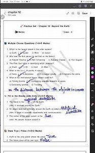 class 6 chapter 12 beyond the earth MCQ true or false fill in the blanks