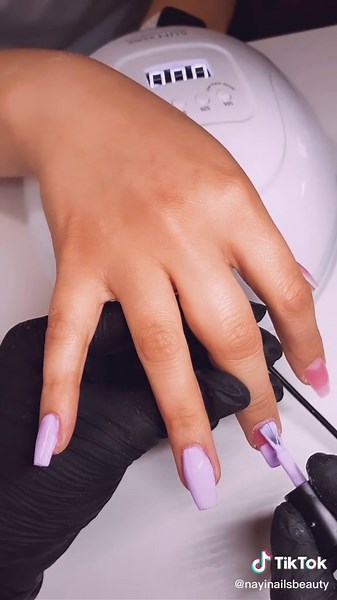 Lilac Acrylic Nails Tutorial: Adding Gel Polish Over Acrylics