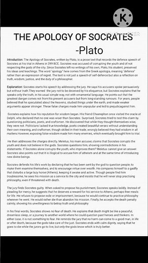 The Apology of Socrates by Plato Summary | Degree 1st Sem | 12 Marks | Osmania University #english