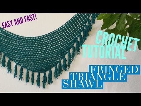 Fringed Triangle Shawl - Easy Free Crochet Pattern Tutorial