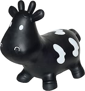 Black Cow Bounce & Ride-on Inflatable Hopper Toddler Toy with Pump