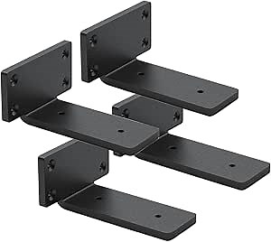 4 Pack Shelf Brackets 4 Inch Floating Shelf Bracket 1/5 inch Thick Heavy Duty Hidden Shelf Brackets Iron Metal Brackets for Shelf Support with Screw Included