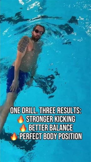 Want better kicking, balance, and body position?Try this simple drill #iswim #swimming #swimmingtips