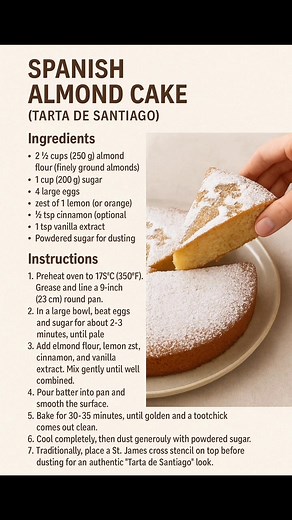 2.2K views · 14 reactions |  Spanish Almond Cake (Tarta de Santiago)...