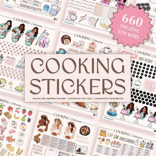 Digital Recipe Stickers: 650  Food Prep Planner Stickers (goodnotes, Individual PNG) - Etsy