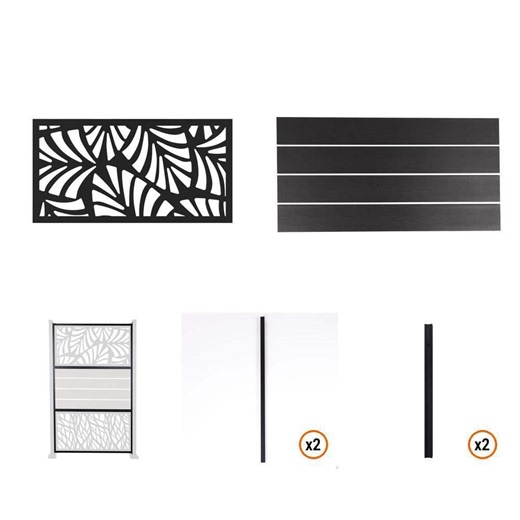 Deckorators Outdoor Privacy Screen Kit with Palm Insert and Slate Panels For In-Ground Installation - The Home Depot