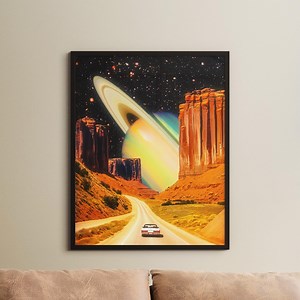Road Trip to Saturn Art Print: Retro Futurism Space Collage - Etsy