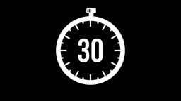 Countdown of exact 30 seconds graphic animation. Alpha channel....