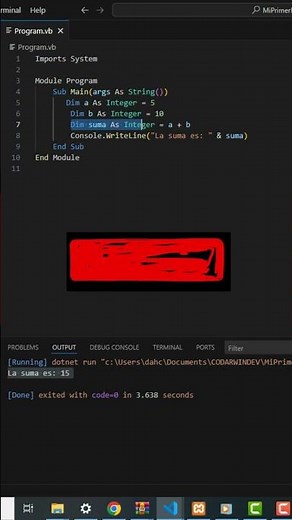 Ejercicio básico con variables en Visual Basic 🔤 | Programación en 1 minuto #visualbasic #vbnet