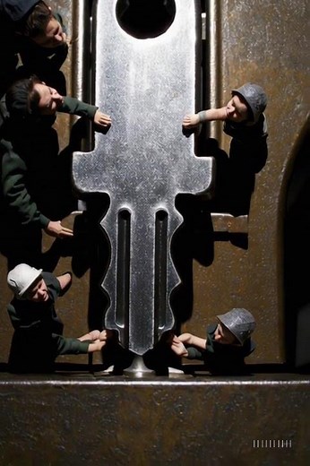 🔑 Tiny Team Turns the Giant Key! Unlocking the Impossible! 😮 #tinyworkers