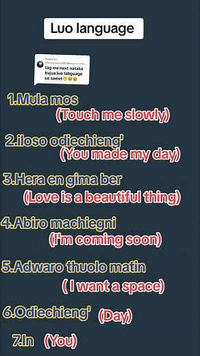 Learn Luo Language with Beautiful Phrases: Mula Mos, Iloso Odiechieng', Hera en Gima Ber