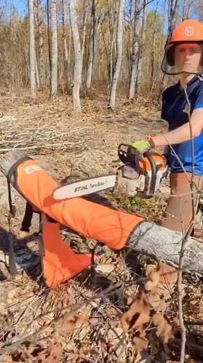 In case you were wondering how Stihl chainsaw protective chaps work… Via @chainsawchannel #stihl #stihlcommunity #chainsawchaps | Geelong Mowers & Chainsaws