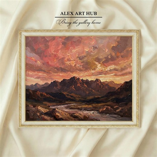 Impressionist Mountain Sunset Poster, Vibrant Landscape Art (digital Download) - Etsy