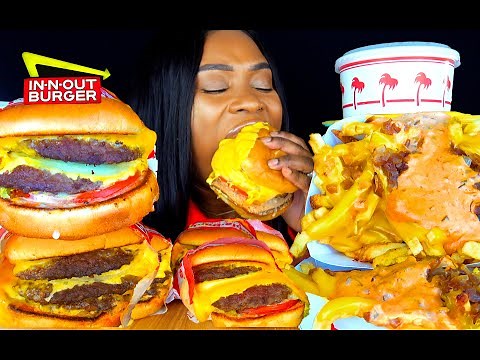 IN N OUT MUKBANG | CHEESE BURGER | ANIMAL STYLE FRIES EXTRA CHEESE 먹방 꿀벌 | ASMR EATING | ASMR FOOD
