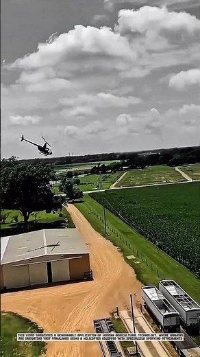 Farmers Irrigating Fields with Modern Helicopter Technology #AgriculturalInnovation