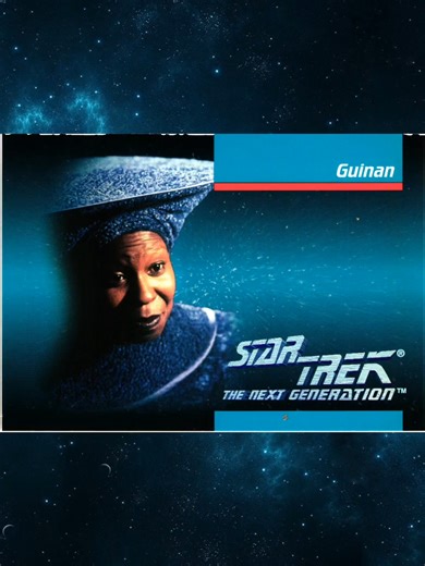 Day 334 This is base card 11 (Guinan) from the Star Trek: The Next Generation - Inaugural Edition Set released in 1992. This was the first card series dedicated solely to Star Trek: The Next Generation. The 120 card set covers the show up to season five and offers information on characters, ships, technology, trivia questions, equipment and behind the scenes. The text on the back of the card reads - The enigmatic Guinan is the popular host of the Ten-Forward lounge. Her origins are unknown, exce