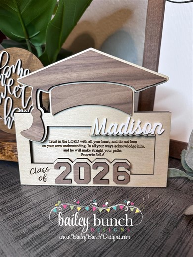 Graduation Gift Money Card Holder, Senior Graduation Money Card, Class of 2026, Custom Gift, Layered With Walnut & White Acrylic - Etsy