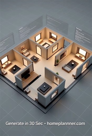 1K views | Your floor plan is just one click and 30 seconds away ⚡ Say goodbye to long waiting times — AI makes it instant!  Create yours: https://homeplannner.com/ #instantfloorplan #aiarchitecture #smarthomeplanning | Modern House Designs | Facebook