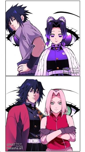 Purple duo 💜.OR. Red duo ♥️ not a ship ❌❌ #naruto #demonslayer #shorts #shinobu