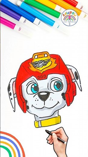 Drawing PAW Patrol Marshall | Draw Super Marshall PAW Patrol Easy 🌈 🐶 #shorts #pawpatrol #viral