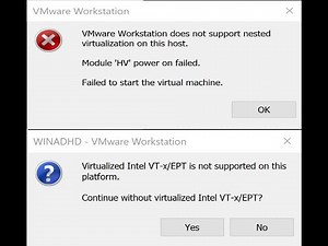 Virtualized Intel VT-x/EPT is not supported.VMware does not support nested virtualization #Infomaths