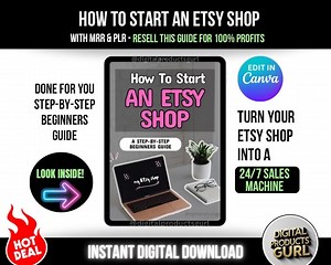 How to Start an Etsy Shop Guide, Etsy Store Set up Beginners Guide, PLR MRR Resell Rights, New Etsy Store, Etsy Shop Success Handbook - Etsy Canada