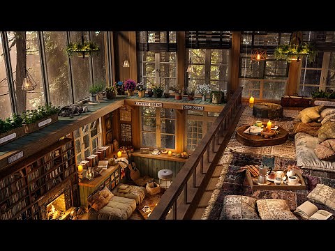 Rainy Forest at Cozy Cabin Coffee - Vintage Jazz Ambience For Relax, Work and Study