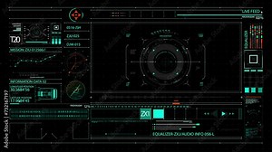 augmented reality Advance HUD control center. Graphic Dashboard Head-up display and Futuristic User Interface GUI, UI. FUI. Virtual reality game screen interface template, mockup. Ai game interface