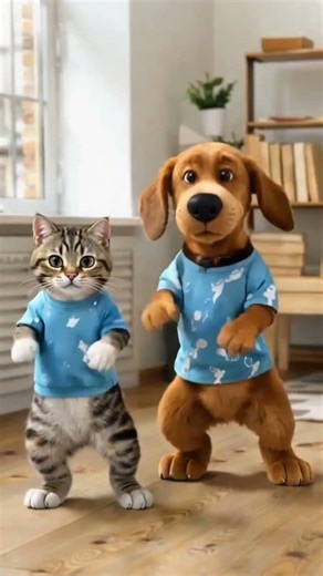 Super cat vs dog dance 😂 🩰