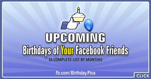 Upcoming Birthdays List of Your Facebook Friends
