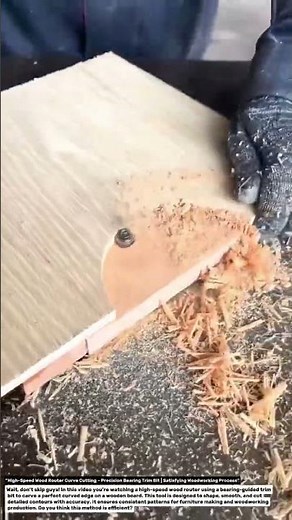 “High-Speed Wood Router Curve Cutting – Precision Bearing Trim Bit | Satisfying Woodworking Process.