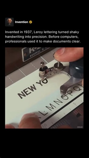 Invention on Instagram: "Leroy lettering was invented in 1937 as a mechanical tool that changed how technical information was presented. It consisted of templates and a scriber system that guided a pen with precision, allowing users to produce uniform letters and symbols. At a time when handwritten notes and drafts often suffered from shaky or inconsistent handwriting, this invention brought clarity and order to professional work. Its accuracy gave engineers, architects, and designers a reliable