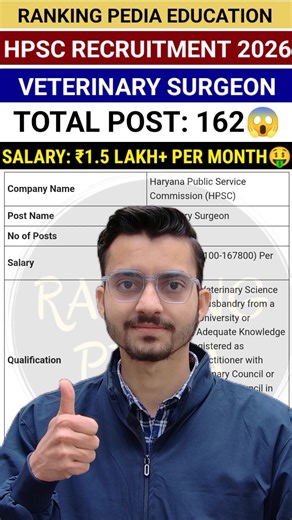 HPSC Veterinary Surgeon Recruitment 2026 | Haryana Public Service Commission Notification 2026 #job