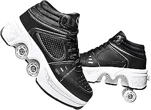 Roller Skate Shoes for Men and Women, Double Row Deform Wheel Roller Skates, Retractable Roller Shoes Sneakers, Outdoor Shoes with Wheels for Boys Girls