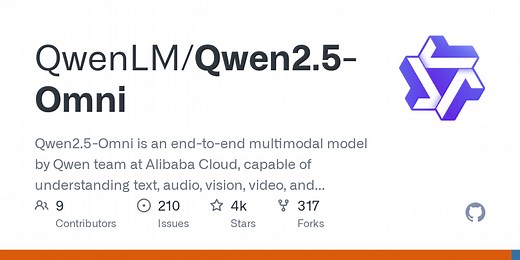 GitHub - QwenLM/Qwen2.5-Omni: Qwen2.5-Omni is an end-to-end multimodal model by Qwen team at Alibaba Cloud, capable of understanding text, audio, vision, video, and performing real-time speech generation.
