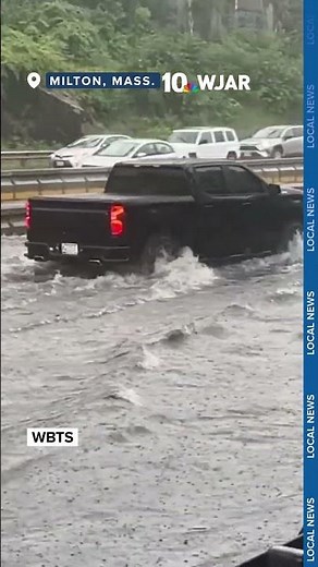 Flooding on Interstate 93 in communities south of Boston