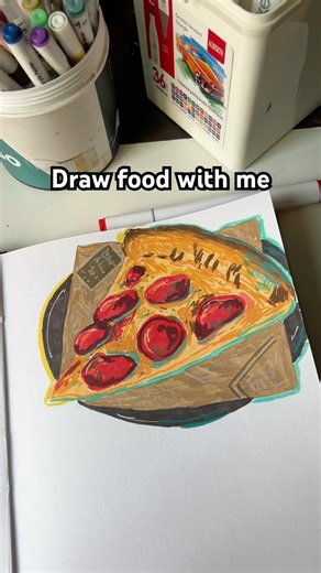 Draw pizza slice with me #art #shorts #sketchbook
