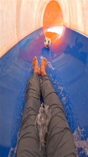 bella ciao parkour chasing ball inside waterslide pov